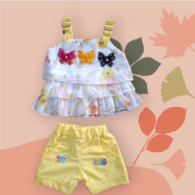 Fashiva Baby Girls Party(Festive) Top Shorts(Yellow)