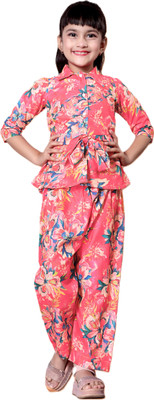 Mijaashree Girls Casual Top Pant(Pink / Multi)
