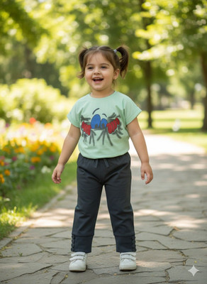 Silakaari Baby Boys & Baby Girls Casual T-shirt Jegging(Green-grey)