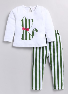 TOONYPORT Girls Casual Top Pant(Green, White)