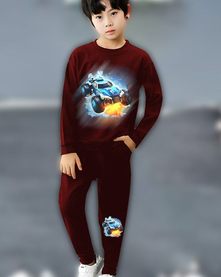 FastColors Boys Casual T-shirt Track Pants(80002-MAROON)