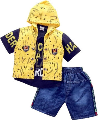 Shirazi Kids Boys & Girls Casual T-shirt Shorts(YELLOW)