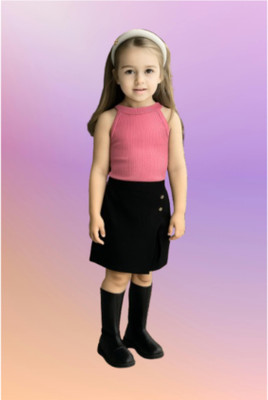 RIYASNHI Girls Casual Top Shorts(Pink, Black)