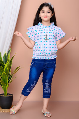 RS AYAN GARMENTS Girls Party(Festive) Top Pant(GREEN)