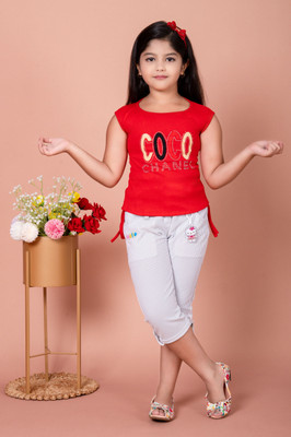 HouseOfCommon Girls Party(Festive) Top Capri(RED)