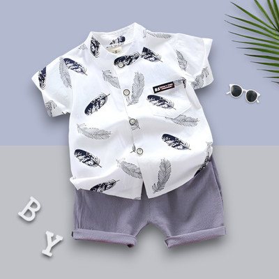 LittleRebel Baby Boys & Baby Girls Casual Shirt Shorts(MORPANKH_WHITE_GREY)