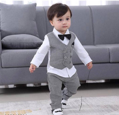 The Style Nest Baby Boys Party(Festive) Shirt Pant(GREY,WHITE)
