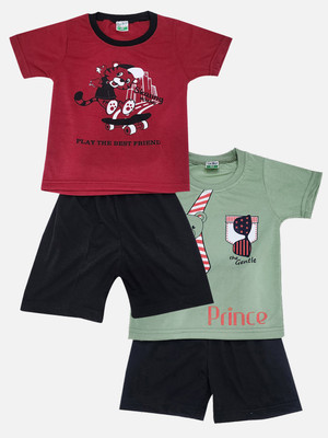 RELANE FAB Boys Casual T-shirt Shorts(Maroon)