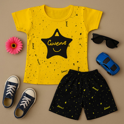 MODESTYLE Baby Boys Casual T-shirt Pant(YELLOW)