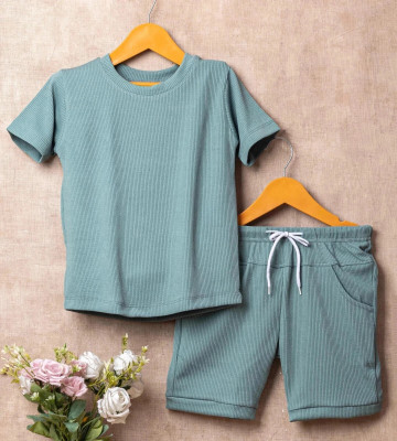 KRIVA Boys & Girls Casual T-shirt Shorts(Mint)