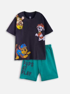 Nap Chief Boys & Girls Looney Toons Casual T-shirt Shorts(Navy Blue & Green)