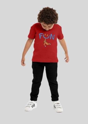 NOT Boys Casual T-shirt Pant(Red)