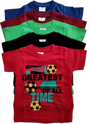 SBN Newlifestyle Boys Printed Pure Cotton Regular T Shirt(Brown, Pack of 5)