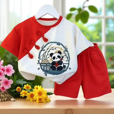 HouseOfCommon Baby Boys & Baby Girls Casual T-shirt Shorts(Red, White)