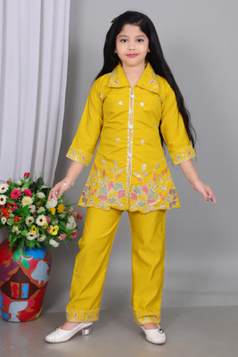 firstchoice creation Girls Party(Festive) Kurta Pant(Yellow)