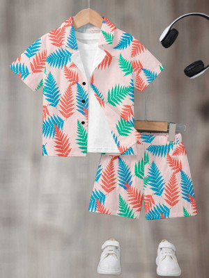 Thinknest Fashion Baby Boys & Baby Girls Casual Shirt Shorts(Peach)