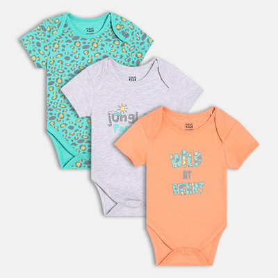 MINI KLUB Romper For Baby Boys Casual Printed Pure Cotton(Multicolor, Pack of 3)