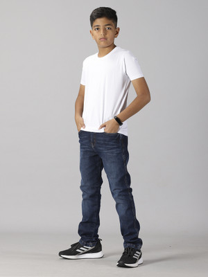 KiddoPanti Boys Casual T-shirt Jeans(White & Black)