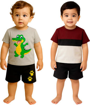 SEGRO Baby Boys & Baby Girls Casual T-shirt Shorts(GREY, MEHROON)