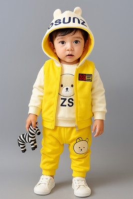 CocksComb Baby Boys & Baby Girls Party(Festive) Sweatshirt Pant(Tasar, Yellow)