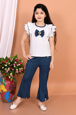 INSEYA Girls Party(Festive) Top Pant(DEEP BLUE)