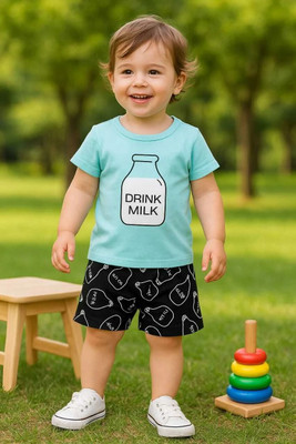 SRP COLLECTION Baby Boys & Baby Girls Casual T-shirt Shorts(Blue Black)