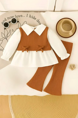 8 N STYLE Baby Girls Casual Top Trouser(Brown)