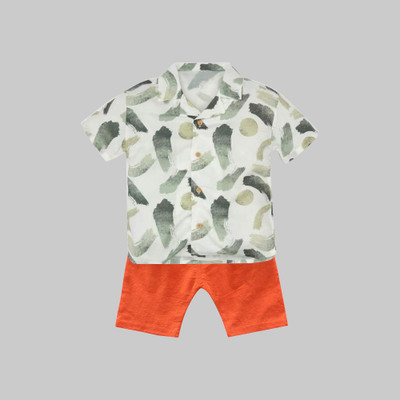 Sajavat Baby Boys Casual Shirt Shorts(ULKA_ORANGE_White)