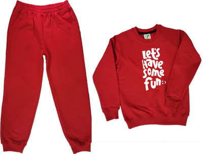 CHOMBOOKA Boys & Girls Casual Sweatshirt Track Pants(Red)
