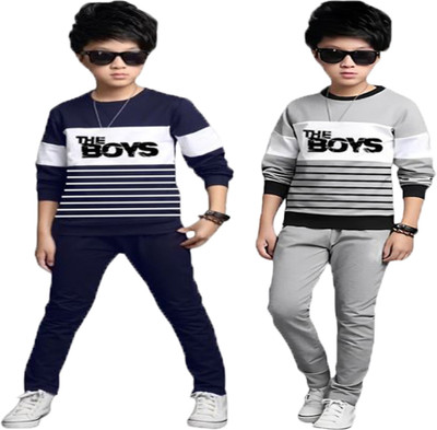 Cute N Tight Boys Casual T-shirt Pant(The Boys Navy,Grey)