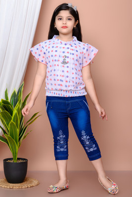 RS AYAN GARMENTS Girls Party(Festive) Top Pant(RED)