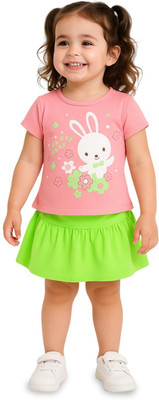 KIdbea Girls Casual Top Skirt(Pink Rabbit)
