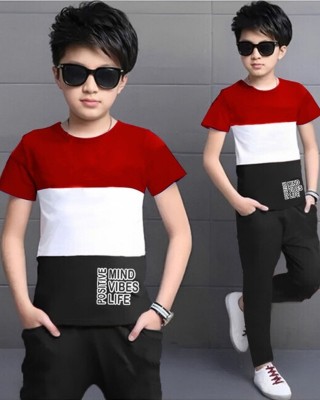 Billion Boys & Girls Casual T-shirt Track Pants(Red_36)