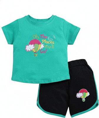 CERABI Girls Casual Top Shorts(Green-01)