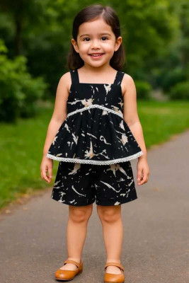 ATLASCREATION Girls Party(Festive) Top Shorts(Black)