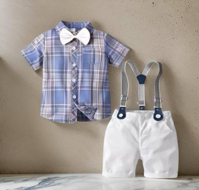 Vora Baby Boys & Baby Girls Party(Festive) Shirt Shorts(Purple)