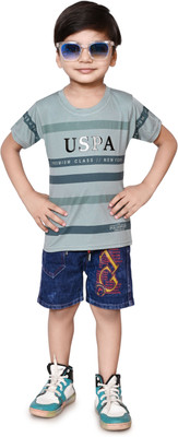 NIVARACREATION Baby Boys Party(Festive) T-shirt Pant(Grey)