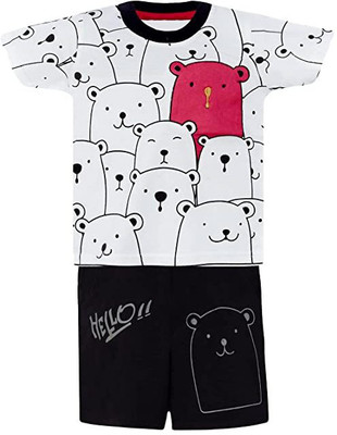 Wishkaro Baby Boys Casual T-shirt Shorts(Red)