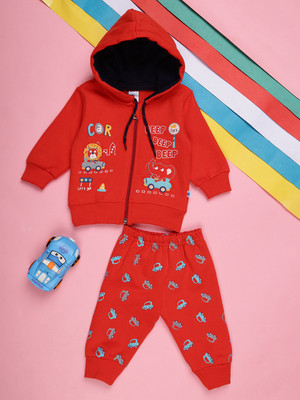 V-MART Baby Boys & Baby Girls Casual T-shirt Pyjama(Red)