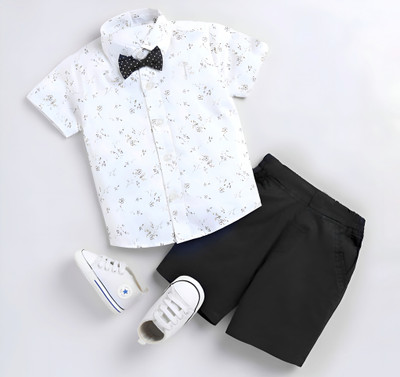 Vibe Trends Baby Boys & Baby Girls Party(Festive) Shirt Shorts(1001 WHITE BLACK)