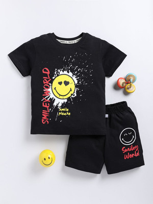 YK X Tinyo Boys & Girls Casual T-shirt Shorts(Black)