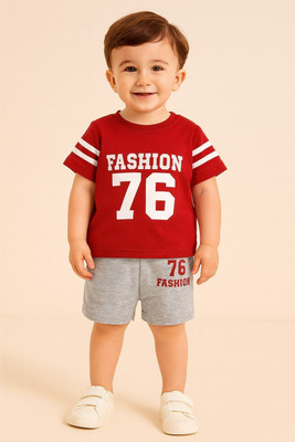 JENNY GARMENT Baby Boys & Baby Girls Casual T-shirt Shorts(Red)