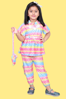 HouseOfCommon Girls Party(Festive) Top Pant(Multicolor)