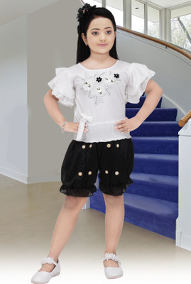 Hipposippo Baby Girls Party(Festive) Top Pant(WHITE, BLACK)