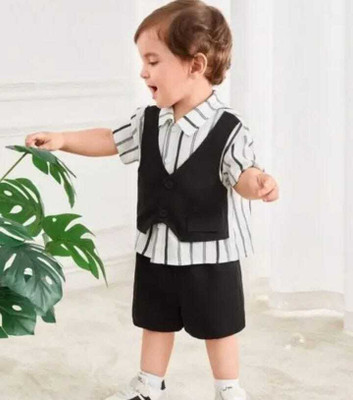 WEARBYRB Boys Casual Shirt Shorts(Black)