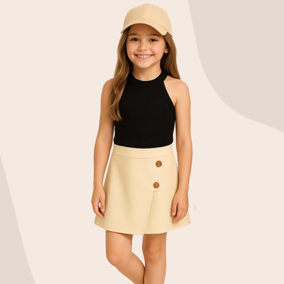 MENVVY Baby Girls Casual Top Skirt(Black)