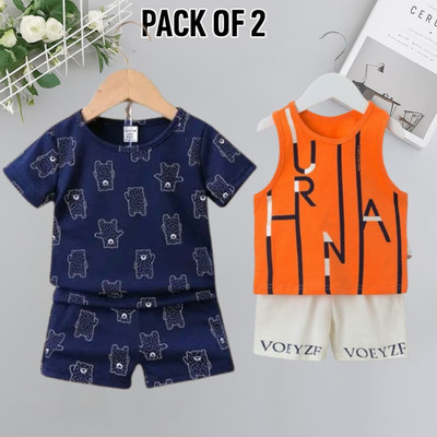 SRP COLLECTION Baby Boys & Baby Girls Casual T-shirt Shorts(Multicolor)