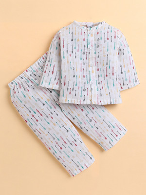 POLKA TOTS Baby Boys & Baby Girls Casual Shirt Pant(Cupid White)