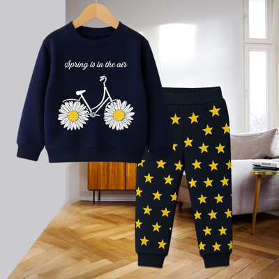 toystshirt Boys & Girls Casual Sweatshirt Pant(Navy & Black)