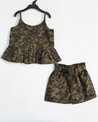 Woonie Girls Casual Top Shorts(Green)